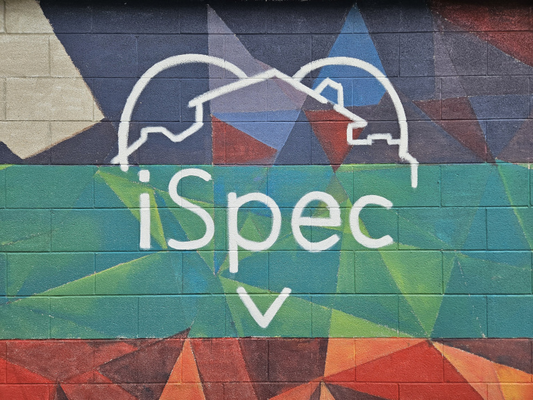 Ispec logo painted mural