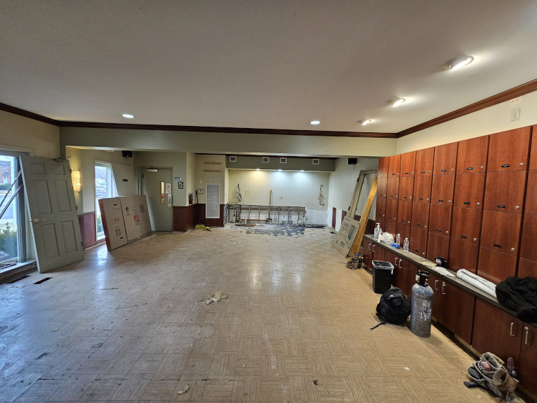 Main floor before — bar area and existing finishes