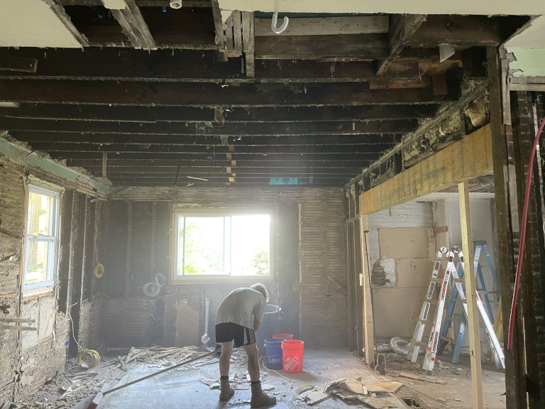 Martin property — initial condition, previous contractor work exposed