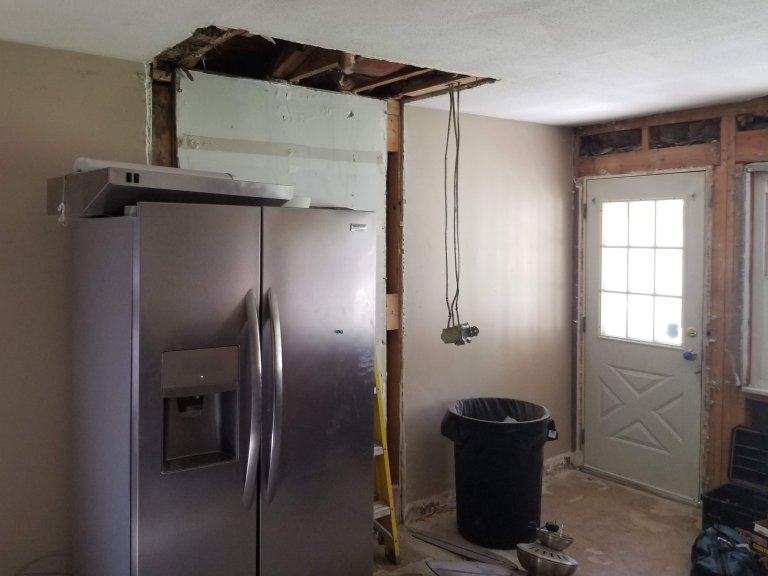 Old kitchen layout showing the pantry removed