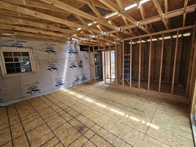 Framing completed and facing original structure