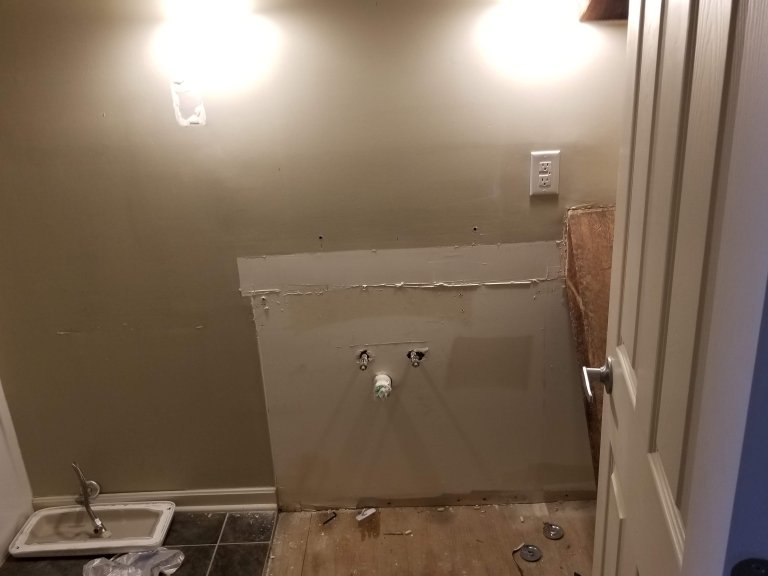 North wall of bath vanity location