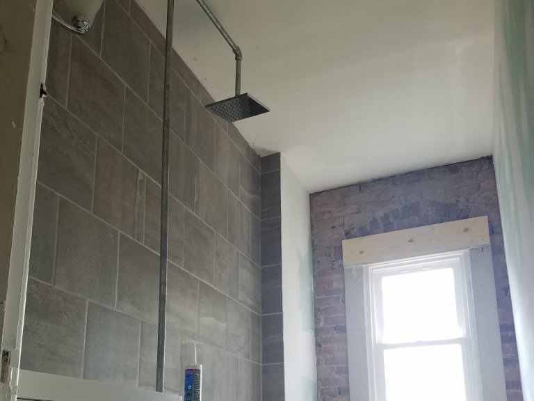 Bath new window trim and shower trim