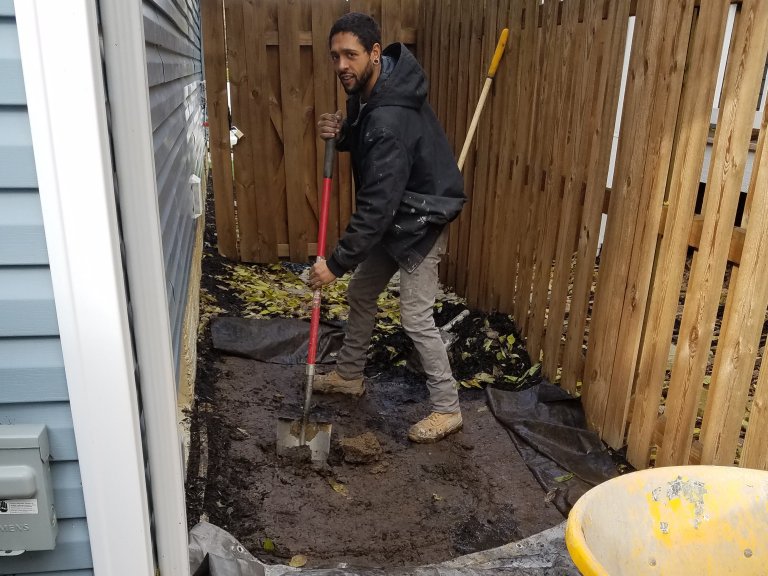 Basement exterior breaking ground