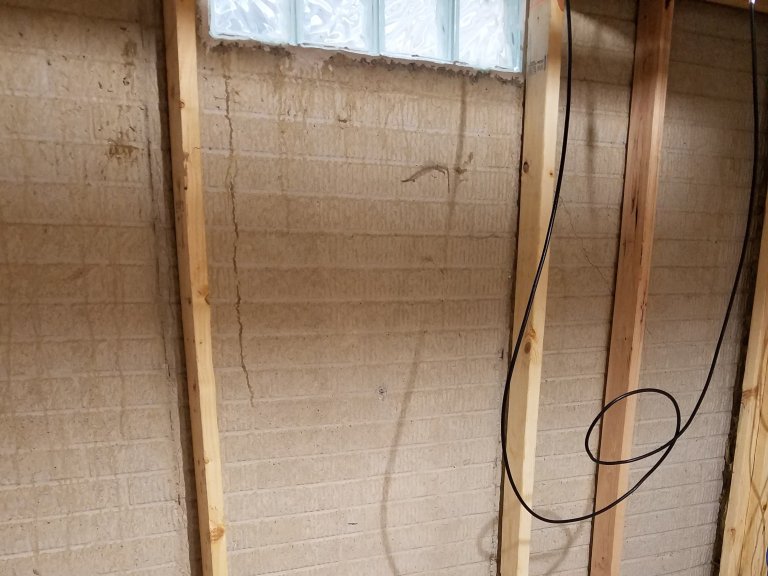 Basement interior view of egress rough frame