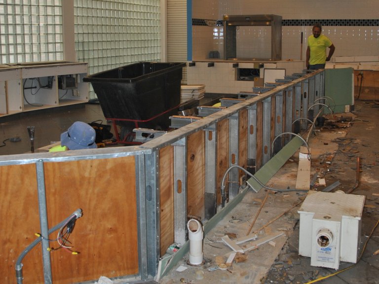 Removing the old hot and cold bar 